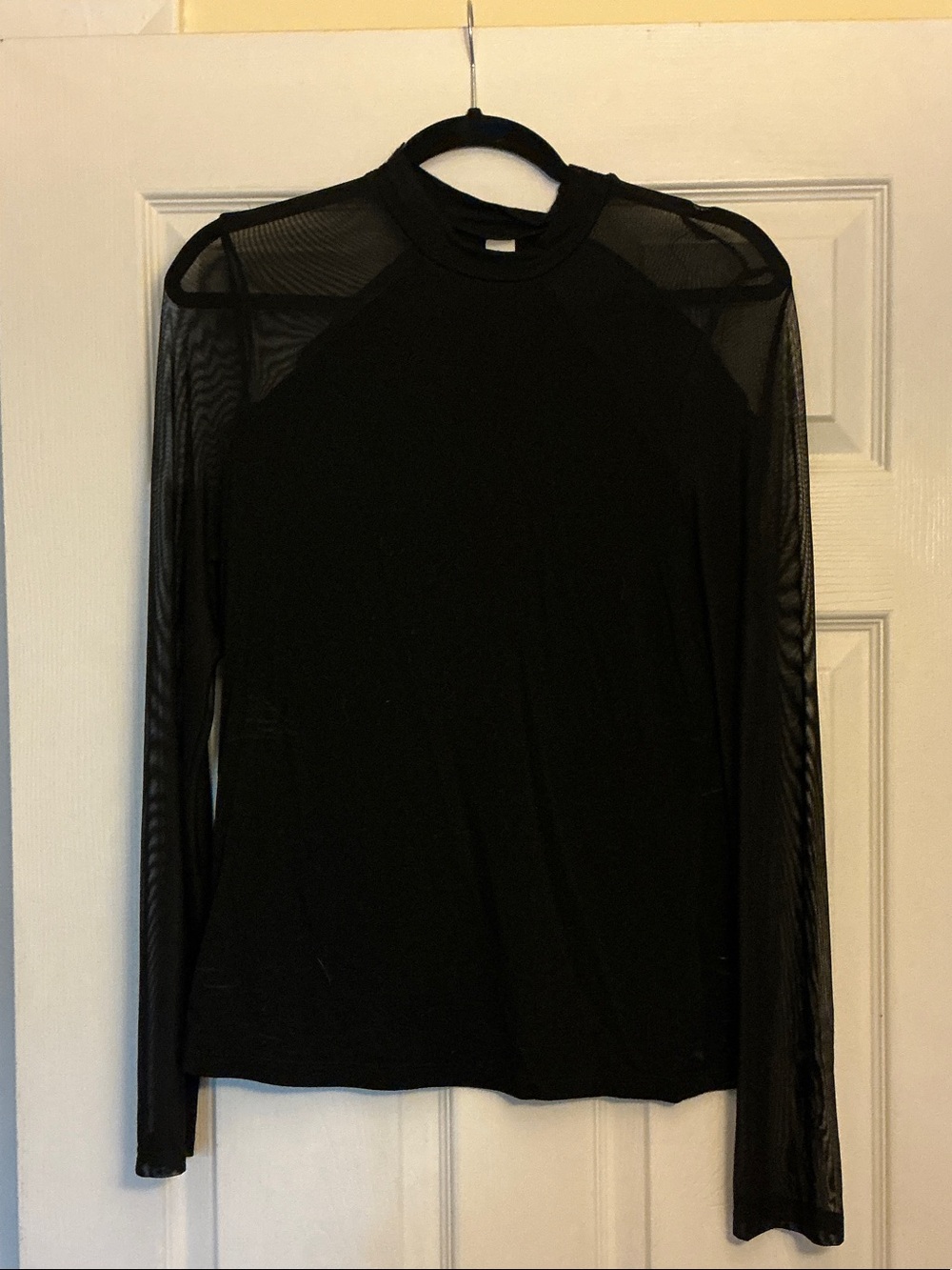 Black Long-Sleeve Mesh Panel Top - Women